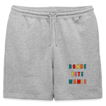 GRANNY. GRANDMA. FEAST - Mens' Premium Organic Sweatshorts - heather grey - Front - AI Model Male 178 light (178cm)