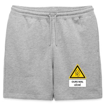 Ours mal léché - Short de survêtement homme premium - gris chiné - Devant - AI Model Male 178 light (178cm)