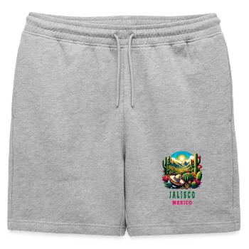 Motif du désert de cactus de Jalisco Mexico - Short de survêtement homme premium - gris chiné - Devant - AI Model Male 178 light (178cm)