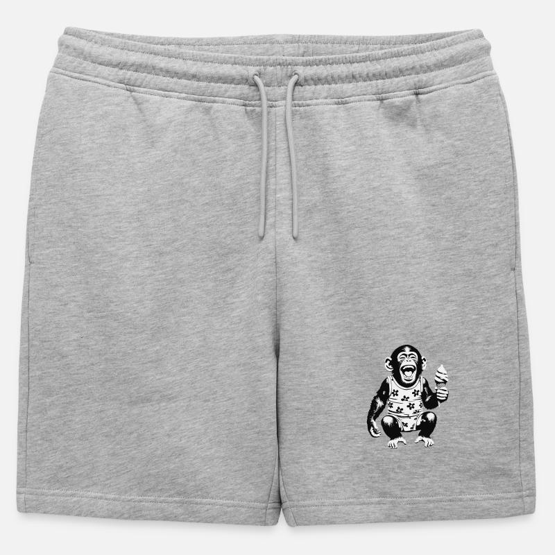 Lachendes Äffchen mit Eis - Männer Premium Organic Sweatshorts - Grau meliert