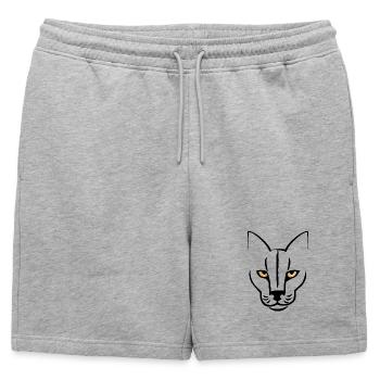 Le regard du chat - Short de survêtement homme premium - gris chiné - Devant - AI Model Male 178 light (178cm)