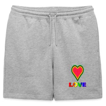 From love comes even more love - Mens' Premium Organic Sweatshorts - heather grey - Front - AI Model Male 178 light (178cm)