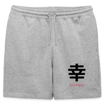 幸 – Bonheur japonais - Short de survêtement homme premium - gris chiné - Devant - AI Model Male 178 light (178cm)
