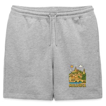 Paysage urbain coloré de Majorque - Short de survêtement homme premium - gris chiné - Devant - AI Model Male 178 light (178cm)