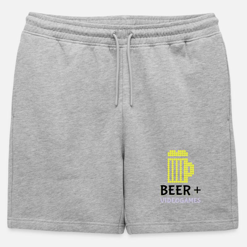 Pixel-Bier-Videospiele - Männer Premium Organic Sweatshorts - Grau meliert
