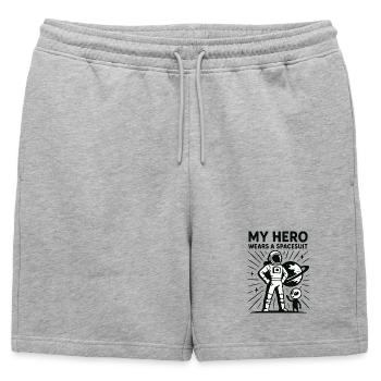 Space Hero in a Spacesuit - Mens' Premium Organic Sweatshorts - heather grey - Front - AI Model Male 178 light (178cm)