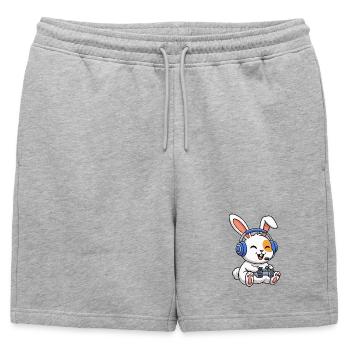 Rabbits playing games - Mens' Premium Organic Sweatshorts - heather grey - Front - AI Model Male 178 light (178cm)