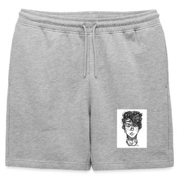 Doodle The Face - Mens' Premium Organic Sweatshorts - heather grey - Front - AI Model Male 178 light (178cm)