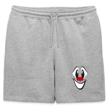 Laughing cartoon face with red nose - Mens' Premium Organic Sweatshorts - heather grey - Front - AI Model Male 178 light (178cm)
