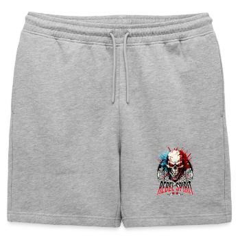 crâne squelette moto motard gang - Short de survêtement homme premium - gris chiné - Devant - AI Model Male 178 light (178cm)