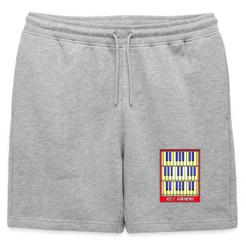 Touches de piano en vitrail - Short de survêtement homme premium - gris chiné - Devant - AI Model Male 178 light (178cm)