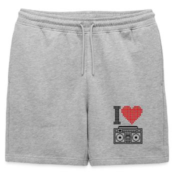 I Love Ghettoblaster – Musique Old School des années 80 - Short de survêtement homme premium - gris chiné - Devant - AI Model Male 178 light (178cm)