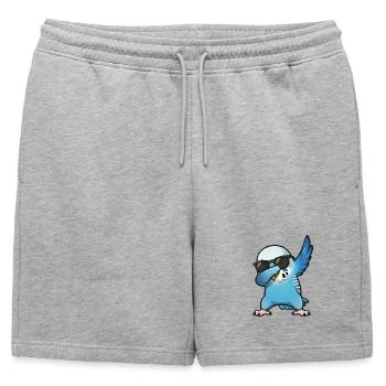 Dabbing Budgie Blue - Mens' Premium Organic Sweatshorts - heather grey - Front - AI Model Male 178 light (178cm)