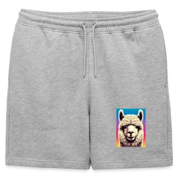Alpaca - Mens' Premium Organic Sweatshorts - heather grey - Front - AI Model Male 178 light (178cm)