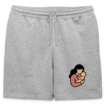 Minimalisme Bohème, Maman Bébé - Short de survêtement homme premium - gris chiné - Devant - AI Model Male 178 light (178cm)