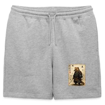 Samouraï suricate : Katana de l’Ombre - Short de survêtement homme premium - gris chiné - Devant - AI Model Male 178 light (178cm)