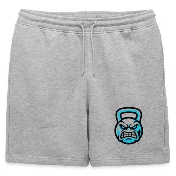 Graphique du Diable avec kettlebell - Short de survêtement homme premium - gris chiné - Devant - AI Model Male 178 light (178cm)