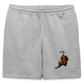Dynamiques sauvages du tigre dans le saut - Short de survêtement homme premium - gris chiné - Devant - AI Model Male 178 light (178cm)