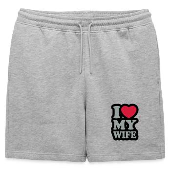 I love my wife - Mens' Premium Organic Sweatshorts - heather grey - Front - AI Model Male 178 light (178cm)