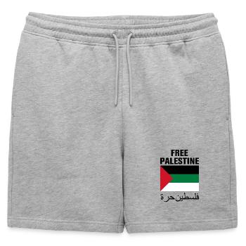 Free Palestine with Flag - Mens' Premium Organic Sweatshorts - heather grey - Front - AI Model Male 178 light (178cm)