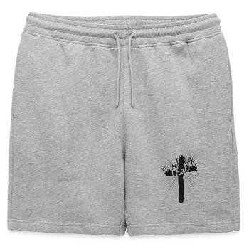 Sauvé par la grâce - Short de survêtement homme premium - gris chiné - Devant - AI Model Male 178 light (178cm)