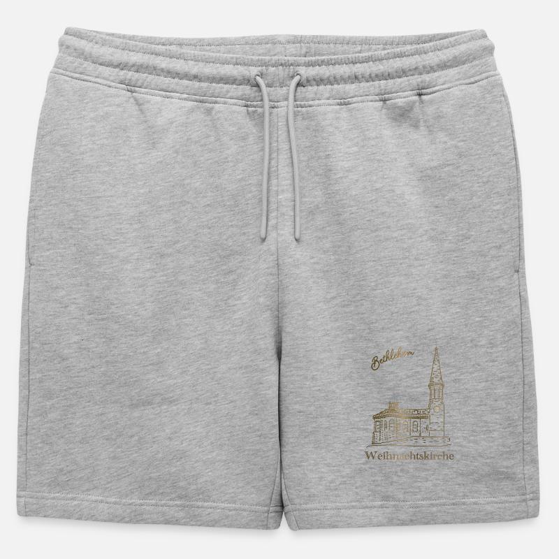 Weihnachtskirche Bethlehem, handgezeichnet - Männer Premium Organic Sweatshorts - Grau meliert
