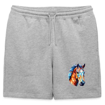 Cheval Polygone Tête De Cheval Chevaux - Short de survêtement homme premium - gris chiné - Devant - AI Model Male 178 light (178cm)