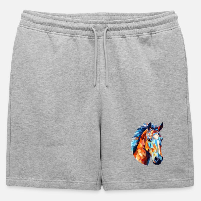 Pferd Polygon Pferdekopf Pferde - Männer Premium Organic Sweatshorts - Grau meliert