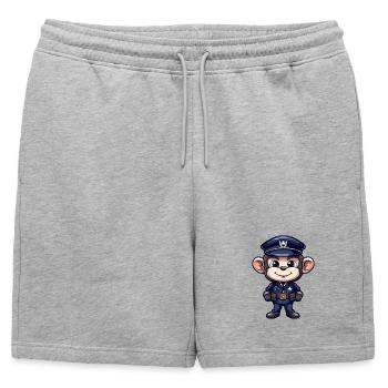 Singe policier - Short de survêtement homme premium - gris chiné - Devant - AI Model Male 178 light (178cm)