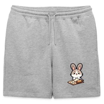 Bunny Baker : Le défriqueur de pâte - Short de survêtement homme premium - gris chiné - Devant - AI Model Male 178 light (178cm)