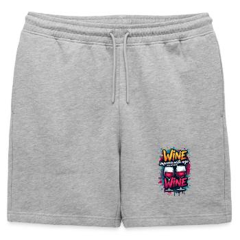 LE VIN SE BONIFIE AVEC L’ÂGE, JE M’AMÉLIORE AVEC LE VIN. - Short de survêtement homme premium - gris chiné - Devant - AI Model Male 178 light (178cm)