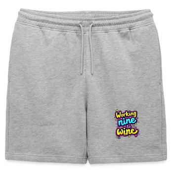 TRAVAILLER NEUF AU VIN - Short de survêtement homme premium - gris chiné - Devant - AI Model Male 178 light (178cm)