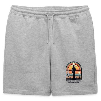 Cow-boy - Short de survêtement homme premium - gris chiné - Devant - AI Model Male 178 light (178cm)