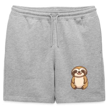 Cute Relaxed Happy Sloth - Adorable Cartoon Design - Mens' Premium Organic Sweatshorts - heather grey - Front - AI Model Male 178 light (178cm)