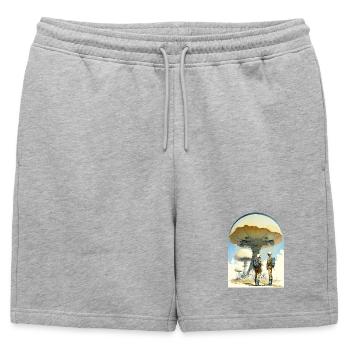 Champignon Art Numérique de l’Espace Années 70 - Short de survêtement homme premium - gris chiné - Devant - AI Model Male 178 light (178cm)
