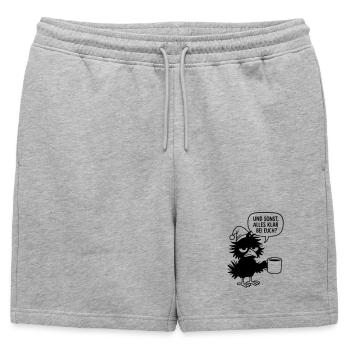 Black Raven with Sleepy Cap and Speech Bubble - Mens' Premium Organic Sweatshorts - heather grey - Front - AI Model Male 178 light (178cm)