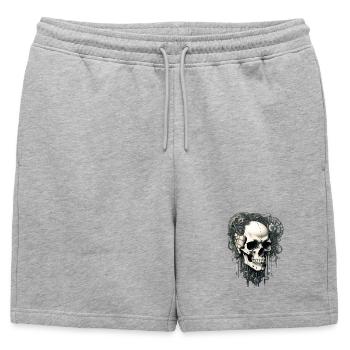 Crâne - Short de survêtement homme premium - gris chiné - Devant - AI Model Male 178 light (178cm)