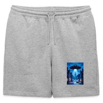 Belgian Wave – OVNI dans le ciel - Short de survêtement homme premium - gris chiné - Devant - AI Model Male 178 light (178cm)