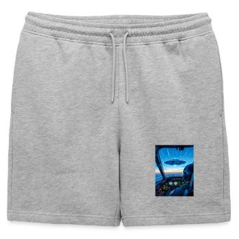 Cockpit OVNI – Vue sur l’inconnu - Short de survêtement homme premium - gris chiné - Devant - AI Model Male 178 light (178cm)