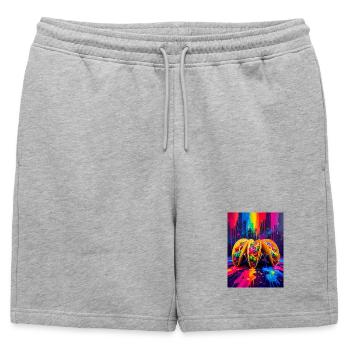 Des tacos colorés dansant dans une fiesta de néons vibrante - Short de survêtement homme premium - gris chiné - Devant - AI Model Male 178 light (178cm)