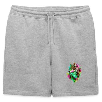 Loup Tête de loup Prédateur Forêt Nature sauvage Coloré - Short de survêtement homme premium - gris chiné - Devant - AI Model Male 178 light (178cm)