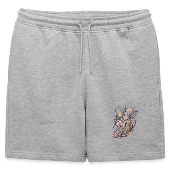 Réseaux floraux de ranoncule - Short de survêtement homme premium - gris chiné - Devant - AI Model Male 178 light (178cm)