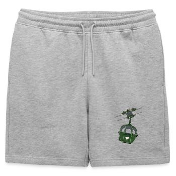 Green Cable Car Heart Motif - Mens' Premium Organic Sweatshorts - heather grey - Front - AI Model Male 178 light (178cm)