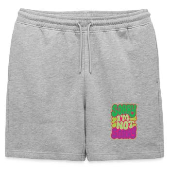 SORRY I M NOT SORRY - let's talk - Mens' Premium Organic Sweatshorts - heather grey - Front - AI Model Male 178 light (178cm)