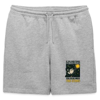 Miss the stars - Mens' Premium Organic Sweatshorts - heather grey - Front - AI Model Male 178 light (178cm)