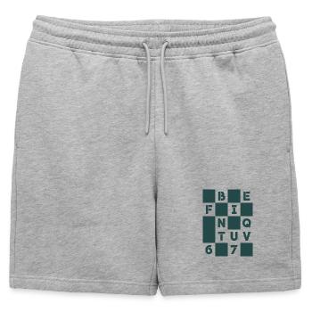 Lettres à grille de chiffrement - Short de survêtement homme premium - gris chiné - Devant - AI Model Male 178 light (178cm)