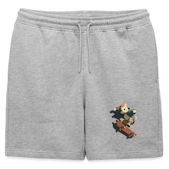 Streetwear Chat Skateboard - Short de survêtement homme premium - gris chiné - Devant - AI Model Male 178 light (178cm)