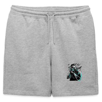 Photographe avec motif caméraman - Short de survêtement homme premium - gris chiné - Devant - AI Model Male 178 light (178cm)