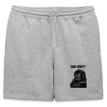 Singe au regard sceptique - tu es sérieux ? - Short de survêtement homme premium - gris chiné - Devant - AI Model Male 178 light (178cm)