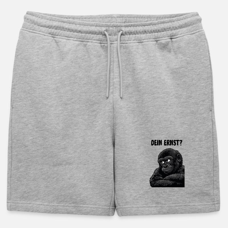 Affe mit skeptischem Blick - dein ernst? - Männer Premium Organic Sweatshorts - Grau meliert